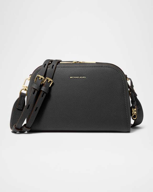 Small Zip Leather Camera Crossbody Bag
